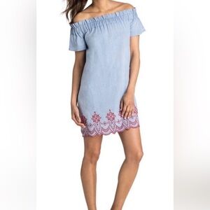 Vineyard Vines embroidered oxford dress red embroidered size small